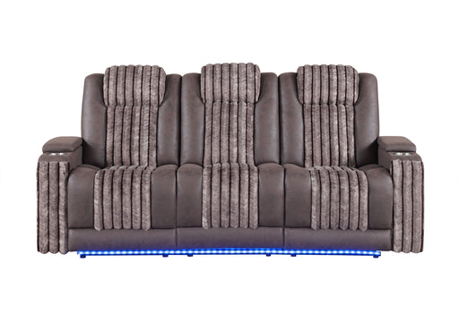 U8000 BROWN PWR REC SOFA W/PHR, DDT, READING LIGHT & LED LIGHT - De Avenue Furniture