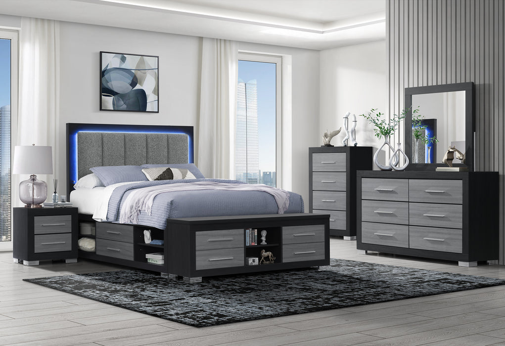 EMMA BLACK/GREY FULL BED GROUP - De Avenue Furniture