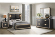 BLAKE BLACK/GOLD QUEEN BED WITH LAMPS, DRESSER, MIRROR, NIGHTSTAND - De Avenue Furniture