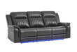 U8879 BLANCHE CHARCOAL PWR REC SOFA W/LED & GLOBAL SURROUND SYSTEM - De Avenue Furniture