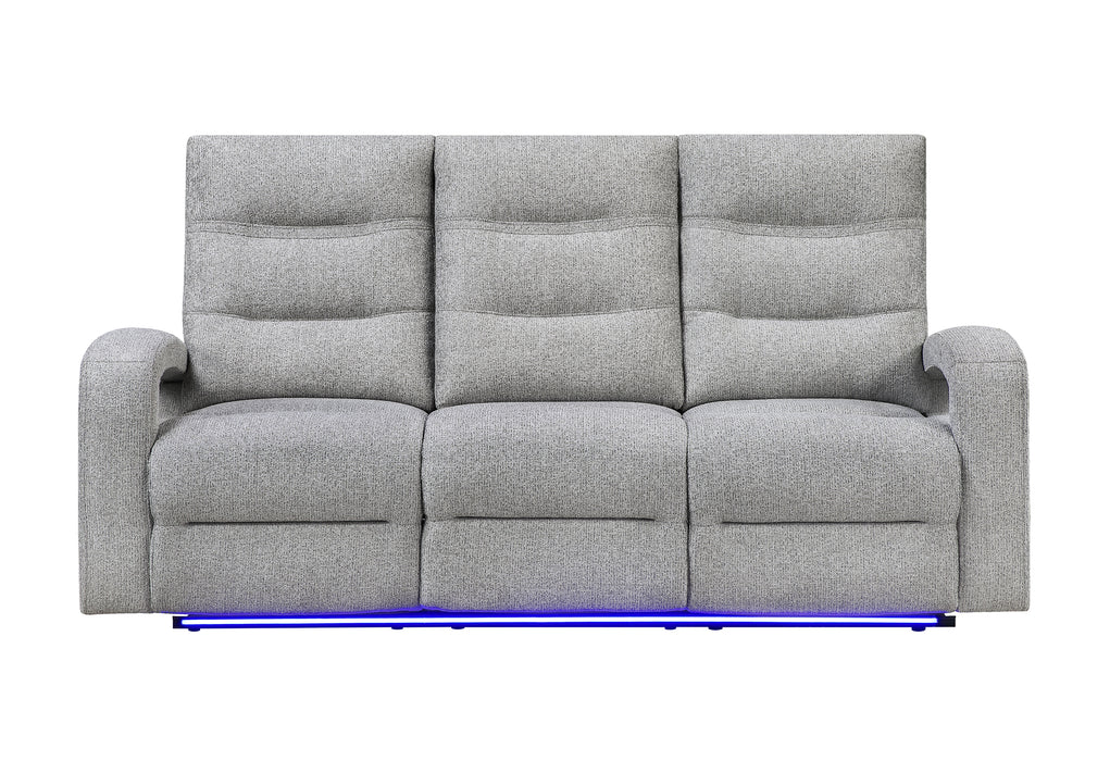 U6611 GREY 15 POWER RECLINING SOFA WITH LED - De Avenue Furniture