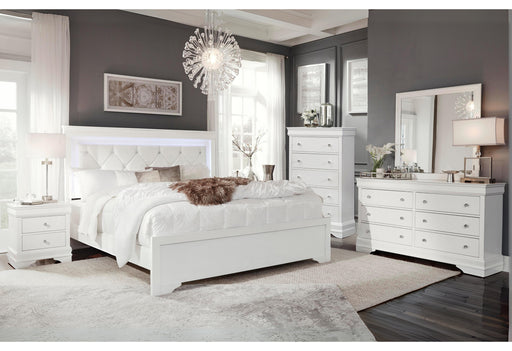 POMPEI METALLIC WHITE FULL BED GROUP WITH LED - De Avenue Furniture