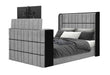 ISABELLA GREY QUEEN BED W/LED, TV LIFT, SPEAKER AND FIREPLACE - De Avenue Furniture