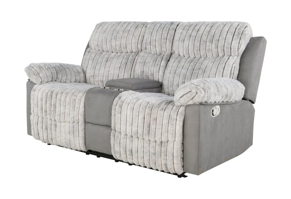 U6028 GREY CONSOLE RECLINING LOVESEAT - De Avenue Furniture