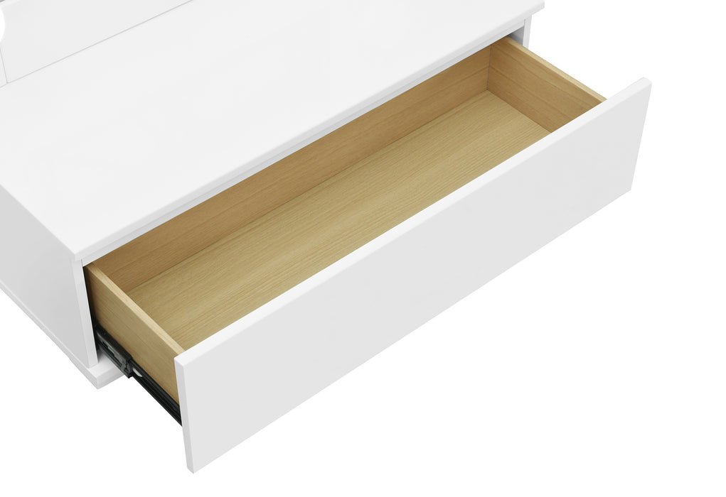 ELLA WHITE NARROW TALL MIRROR WITH LED AND SPEAKER - De Avenue Furniture