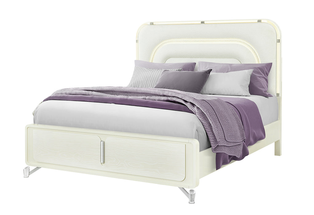 LYRA BEIGE KING BED WITH LED - De Avenue Furniture