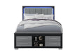 EMMA BLACK/GREY QUEEN BED WITH LED AND USB - De Avenue Furniture