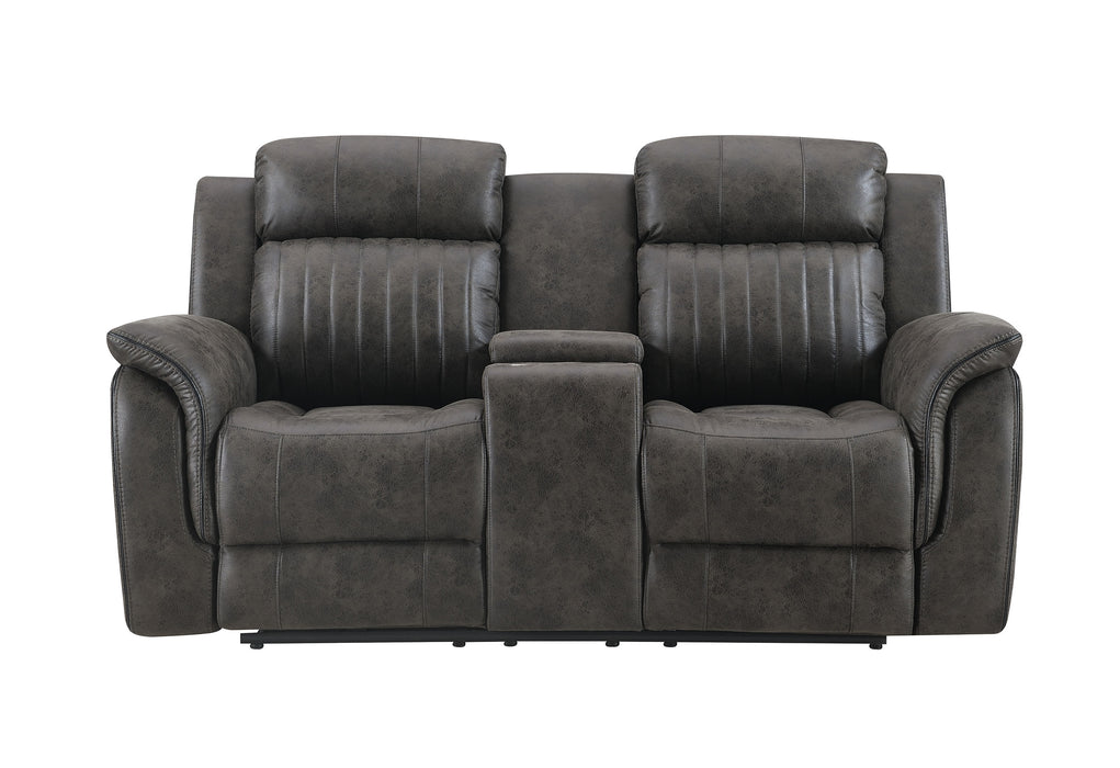 U8517 GREY RECLINING SOFA/CONSOLE RECLINING LOVESEAT/GLIDER RECLINER - De Avenue Furniture