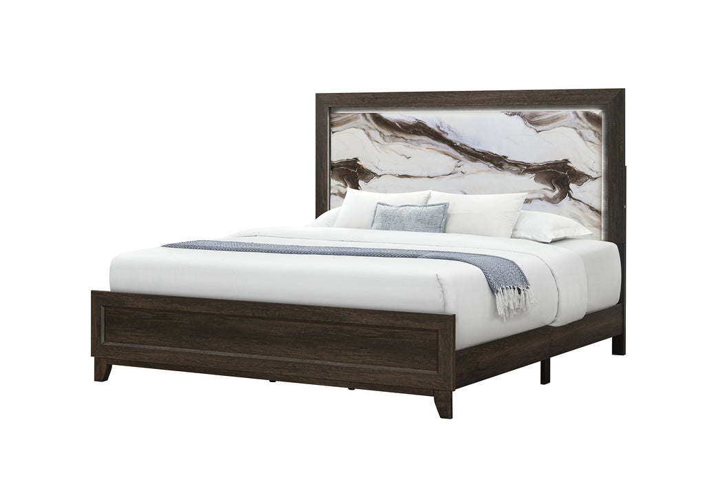 HARMONY BROWN KING BED WITH LED - De Avenue Furniture