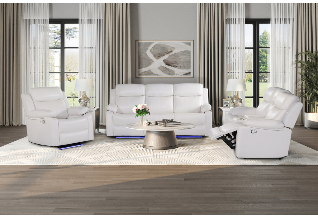 U6026 BLANCHE WHITE REC SOFA W/LED/CONS REC LS W/SPKR&LED/GR W/LED - De Avenue Furniture