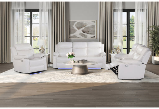 U6026 BLANCHE WHITE REC SOFA W/LED/CONS REC LS W/SPKR&LED/GR W/LED - De Avenue Furniture