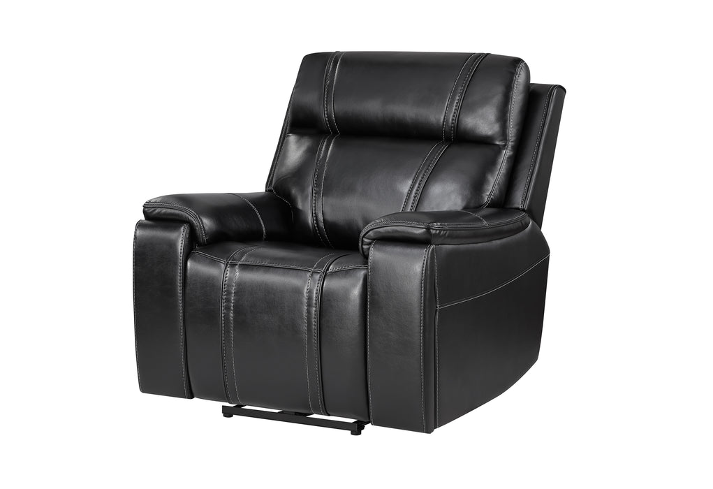 U8880 BLACK LEATHER POWER RECLINER - De Avenue Furniture
