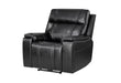 U8880 BLACK LEATHER POWER RECLINER - De Avenue Furniture