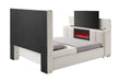 SERENITY CREMA KING BED WITH SPEAKER, TV LIFT AND FIREPLACE - De Avenue Furniture