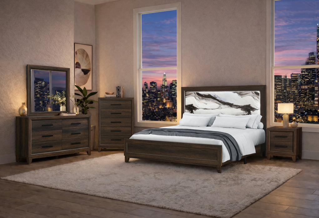 HARMONY BROWN KING BED WITH LED - De Avenue Furniture