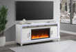 LILY WHITE ENTERTAINMENT UNIT 72 W/ LED, SPEAKERS, CRYSTAL INSERTS - De Avenue Furniture