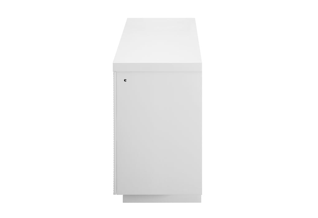AILEEN WHITE 76" ENT UNIT W/LED, SPEAKERS, CRYSTAL AND POP-UP DOORS - De Avenue Furniture