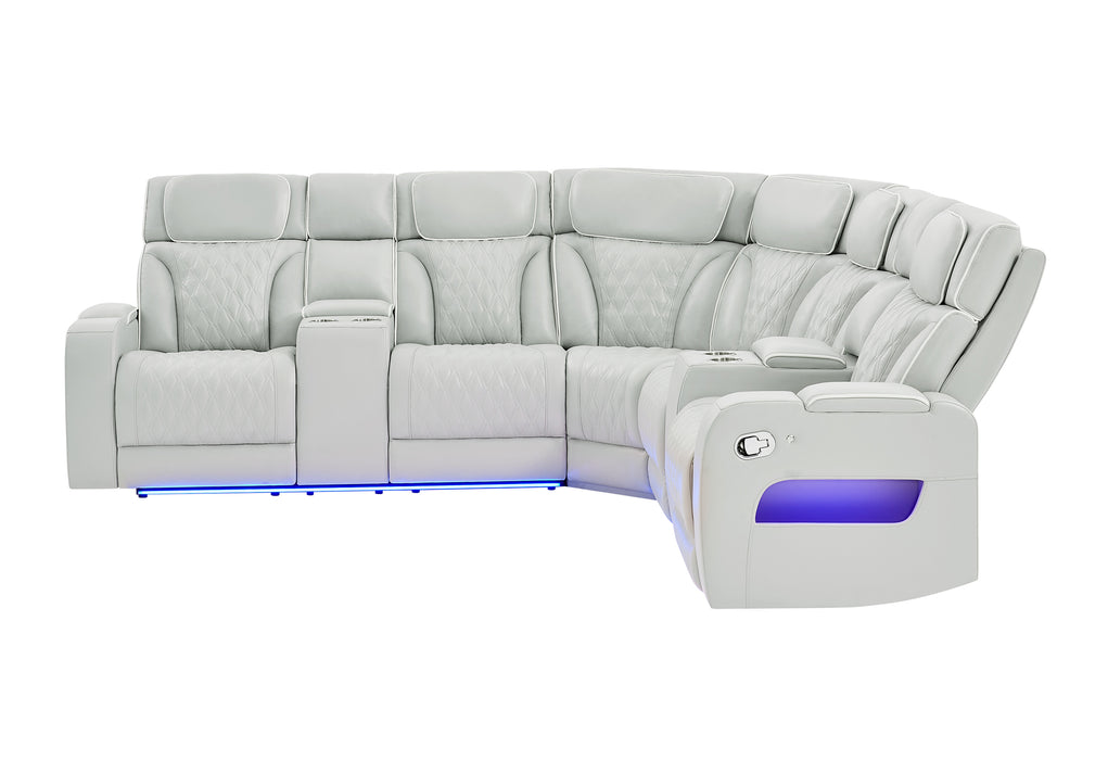 U8611 BLANCHE SILVER SECTIONAL WITH LED - De Avenue Furniture