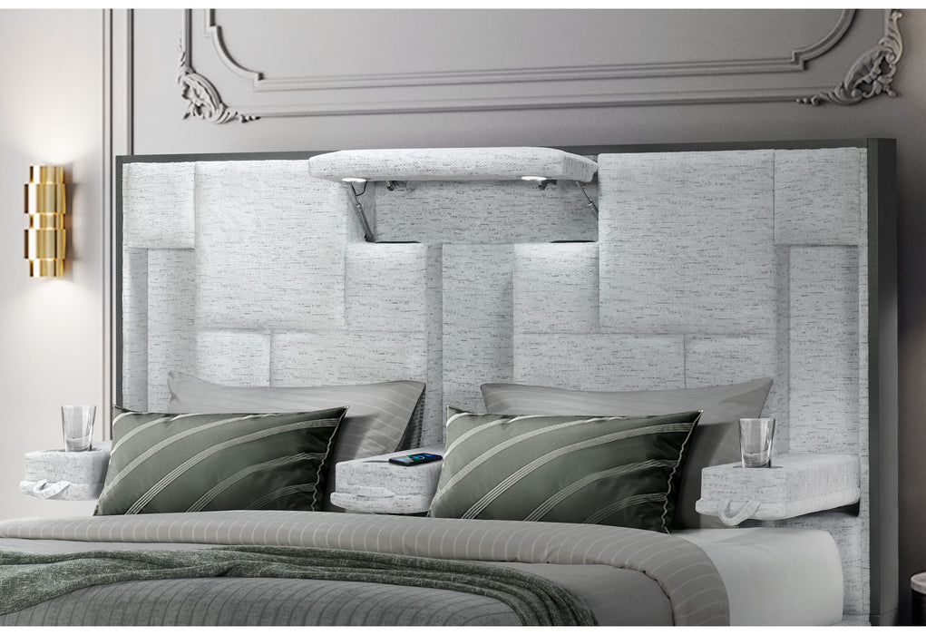 OSCAR GREY QUEEN BED NO WOOD TRIM - De Avenue Furniture