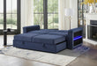 U0211 NAVY PULL OUT SOFA BED WITH LED ACRYLIC SHELVES AND SPEAKERS - De Avenue Furniture