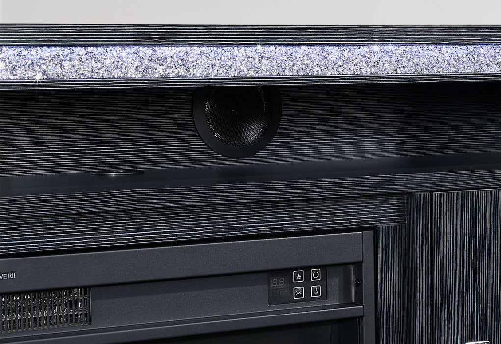 LILY DARK GREY ENT UNIT 72 INCH W/ LED, SPEAKERS, CRYSTAL INSERTS - De Avenue Furniture