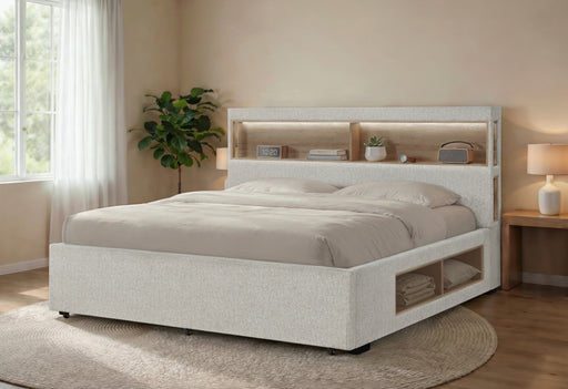 SADIE BEIGE KING BED WITH STORAGE - De Avenue Furniture