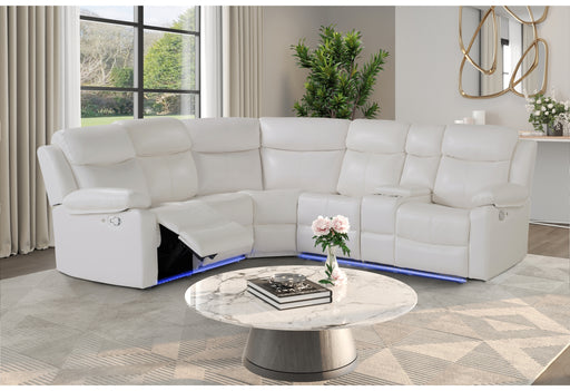 U6026 BLANCHE WHITE RIGHT SIDE FACING SECTIONAL WITH LED AND SPEAKER - De Avenue Furniture