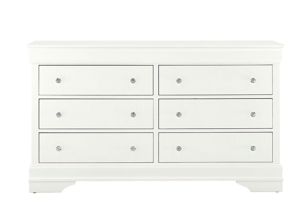 POMPEI METALLIC WHITE DRESSER - De Avenue Furniture