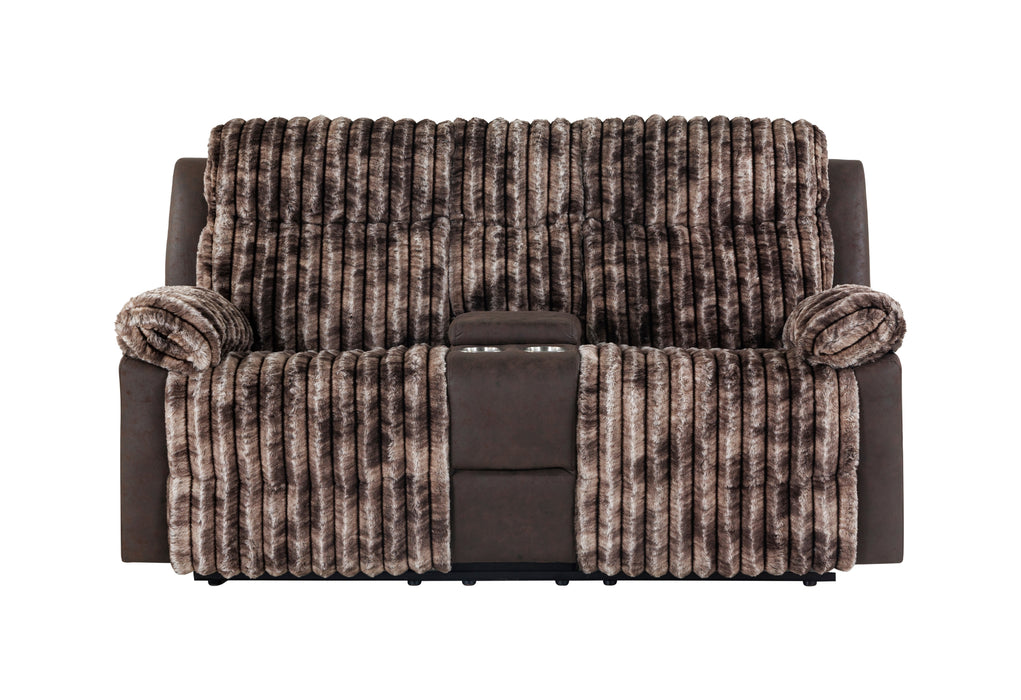 U6028 BROWN CONSOLE RECLINING LOVESEAT - De Avenue Furniture