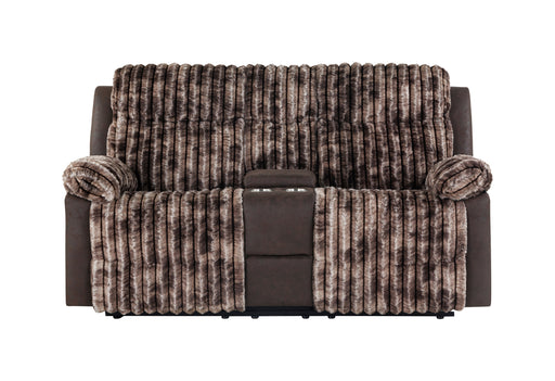 U6028 BROWN CONSOLE RECLINING LOVESEAT - De Avenue Furniture
