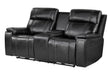 U8880 BLACK LEATHER POWER CONSOLE RECLINING LOVESEAT WITH COOLER - De Avenue Furniture