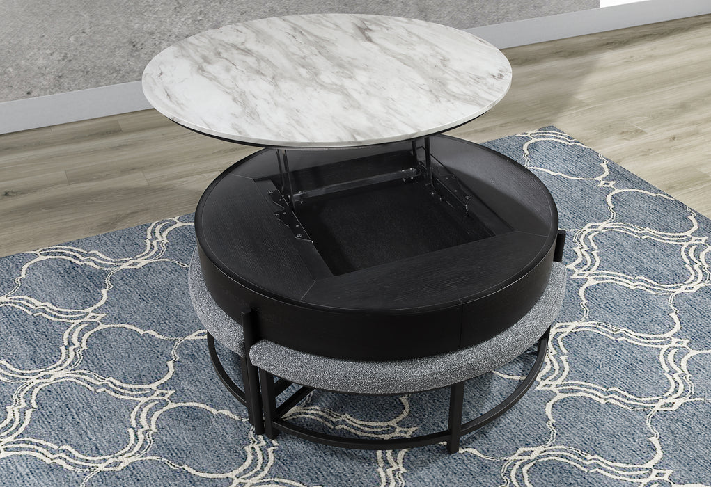 T42 BLACK COFFEE TABLE WITH 3 STOOLS - De Avenue Furniture
