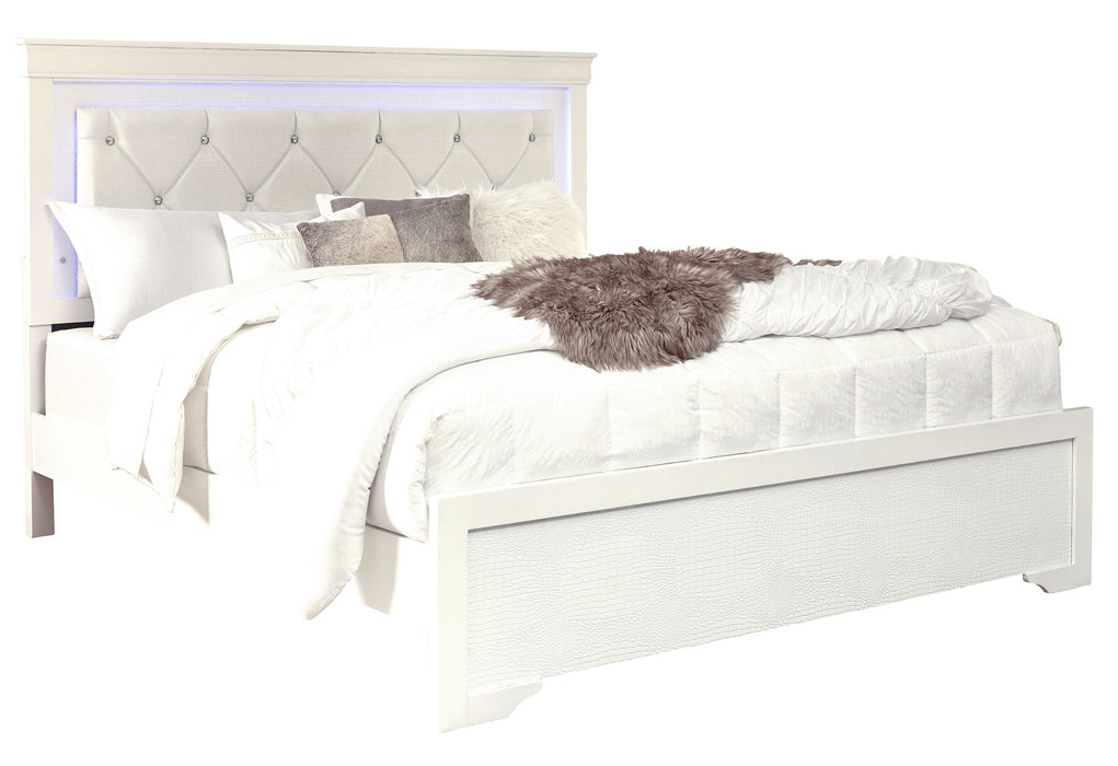 POMPEI METALLIC WHITE QUEEN BED WITH LED - De Avenue Furniture