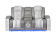 U8000 GREY PWR CONSOLE REC LOVESEAT W/PHR, LED AND SPEAKER - De Avenue Furniture