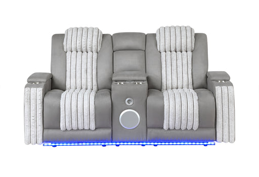 U8000 GREY PWR CONSOLE REC LOVESEAT W/PHR, LED AND SPEAKER - De Avenue Furniture