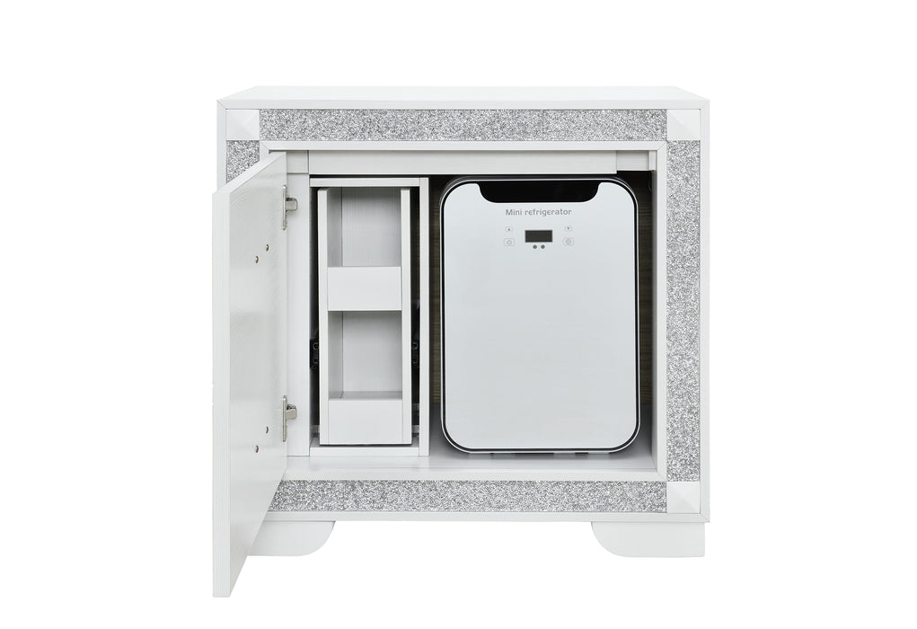SOLEIL WHITE NIGHTSTAND WITH COOLER AND SPEAKER - De Avenue Furniture