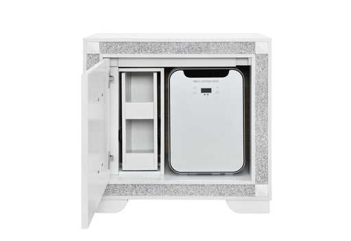 SOLEIL WHITE NIGHTSTAND WITH COOLER AND SPEAKER - De Avenue Furniture