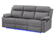 U6026 GREY PU 46A RECLINING SOFA WITH LED - De Avenue Furniture