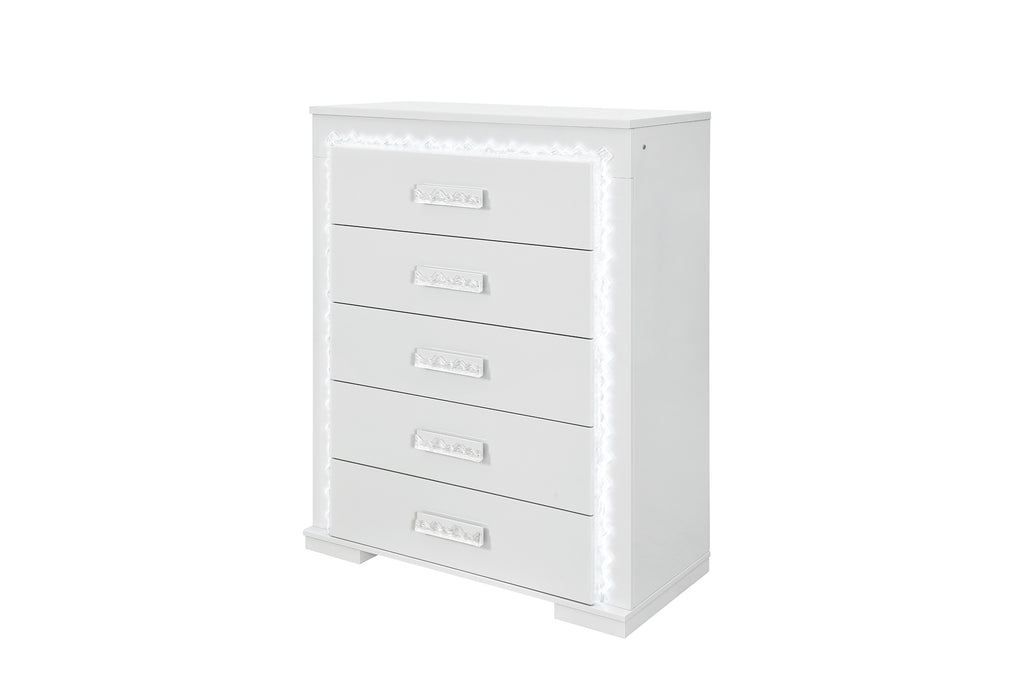 NAOMI SILVER MARBLE CHEST WITH LED - De Avenue Furniture