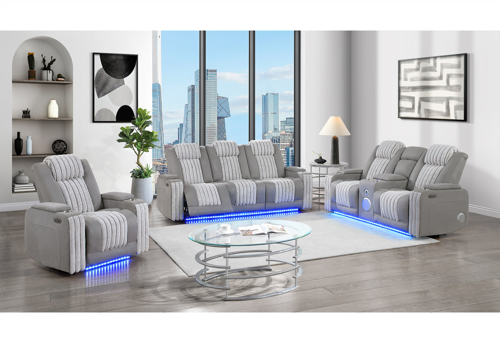 U8000 GREY PWR REC SOFA/PWR CON REC LOVESEAT/PWR RECLINER W/PHR - De Avenue Furniture