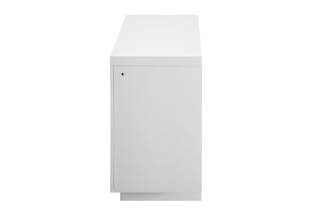 AILEEN WHITE 66" ENT UNIT W/LED, SPEAKERS, CRYSTAL AND POP-UP DOORS - De Avenue Furniture
