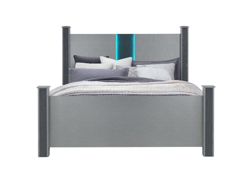 LOGAN SILVER KING BED WITH LED AND SPEAKERS - De Avenue Furniture