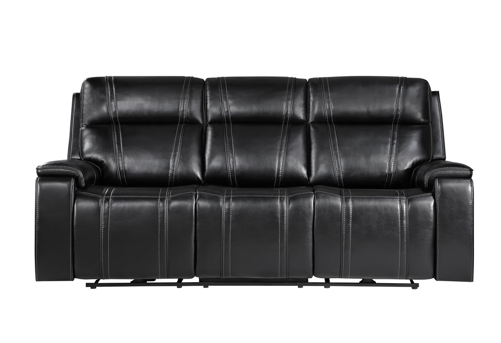 U8880 BLACK LEATHER POWER RECLINING SOFA - De Avenue Furniture