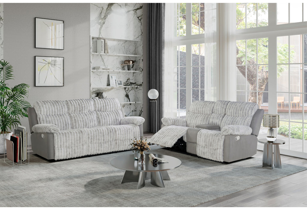 U6028 GREY RECLINING SOFA/CONSOLE RECLINING LOVESEAT - De Avenue Furniture