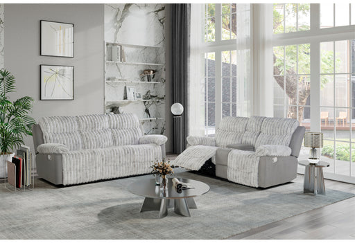 U6028 GREY RECLINING SOFA/CONSOLE RECLINING LOVESEAT - De Avenue Furniture