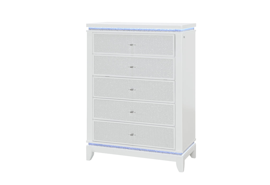 ALINA WHITE CHEST W/ LED - De Avenue Furniture