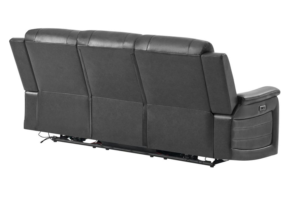 U8879 BLANCHE CHARCOAL PWR REC SOFA W/LED & GLOBAL SURROUND SYSTEM - De Avenue Furniture