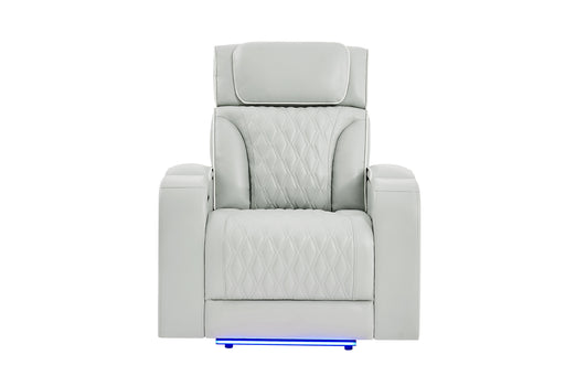 U8611 BLANCHE SILVER POWER RECLINER WITH POWER HEADREST AND LED - De Avenue Furniture