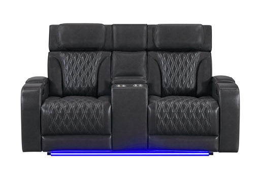 U8611 BLANCHE CHARCOAL PWR CON REC LOVESEAT WITH PHR, LED & SPEAKER - De Avenue Furniture