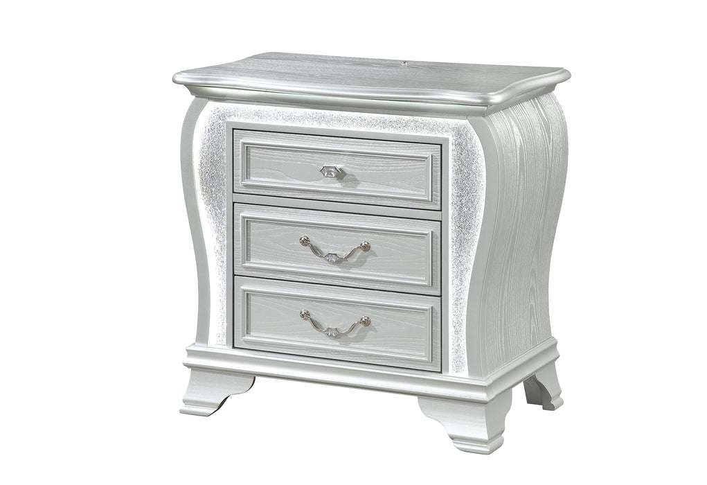 ARIA SILVER NIGHTSTAND WITH LED - De Avenue Furniture